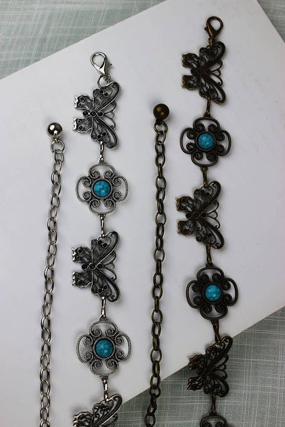 Western Butterfly Chain Belt – Vintage Boho Waist Accessory: Antique Silver - ivyandlavyboutique Leto Accessories
