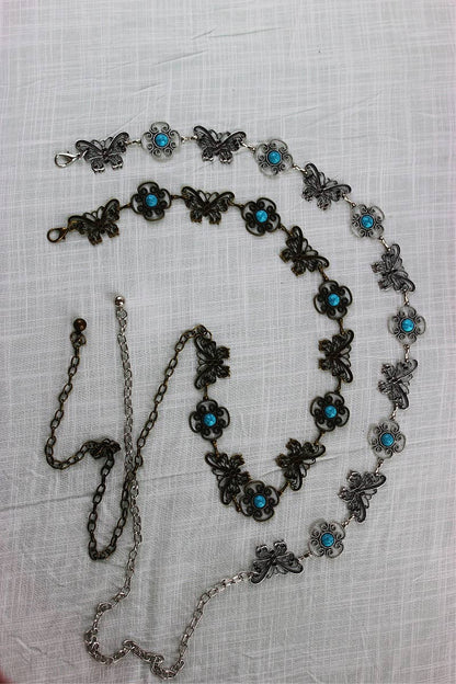 Western Butterfly Chain Belt – Vintage Boho Waist Accessory: Antique Silver - ivyandlavyboutique Leto Accessories