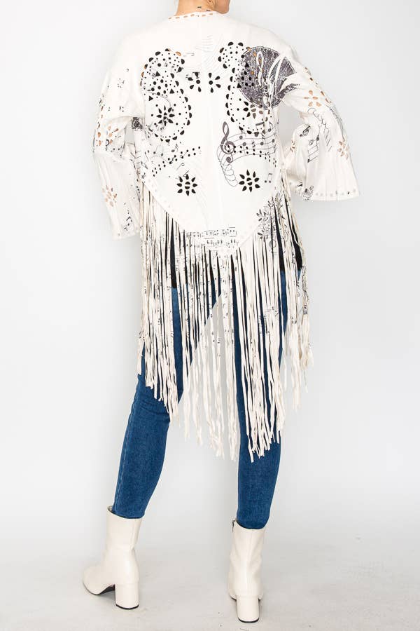 Western - Inspired Laser - Cut Buttery Faux Suede With Fringe Trim - ivyandlavyboutique Origami Apparel ~ Lace and Crochet inspired