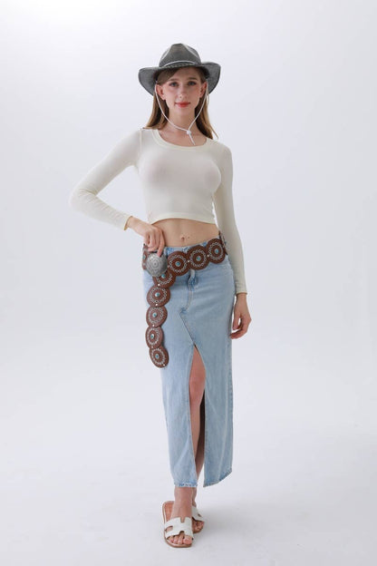 Western Turquoise - Disc Belt – Desert Stone Accent: Camel - ivyandlavyboutique Leto Accessories