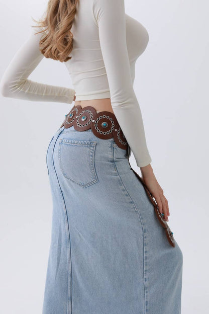 Western Turquoise - Disc Belt – Desert Stone Accent: Camel - ivyandlavyboutique Leto Accessories