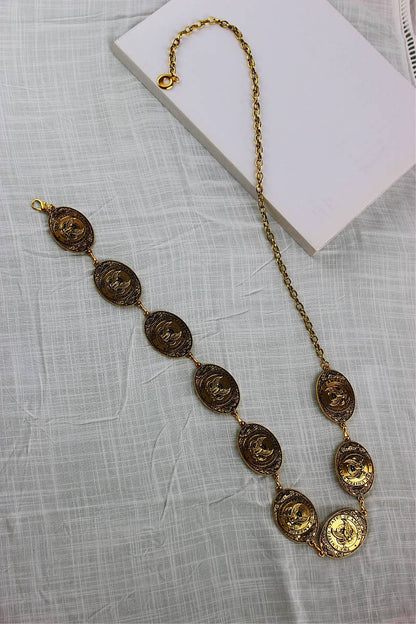 Western USA Eagle Chain Belt – Patriotic Oval Buckle: Antique Gold - ivyandlavyboutique Leto Accessories