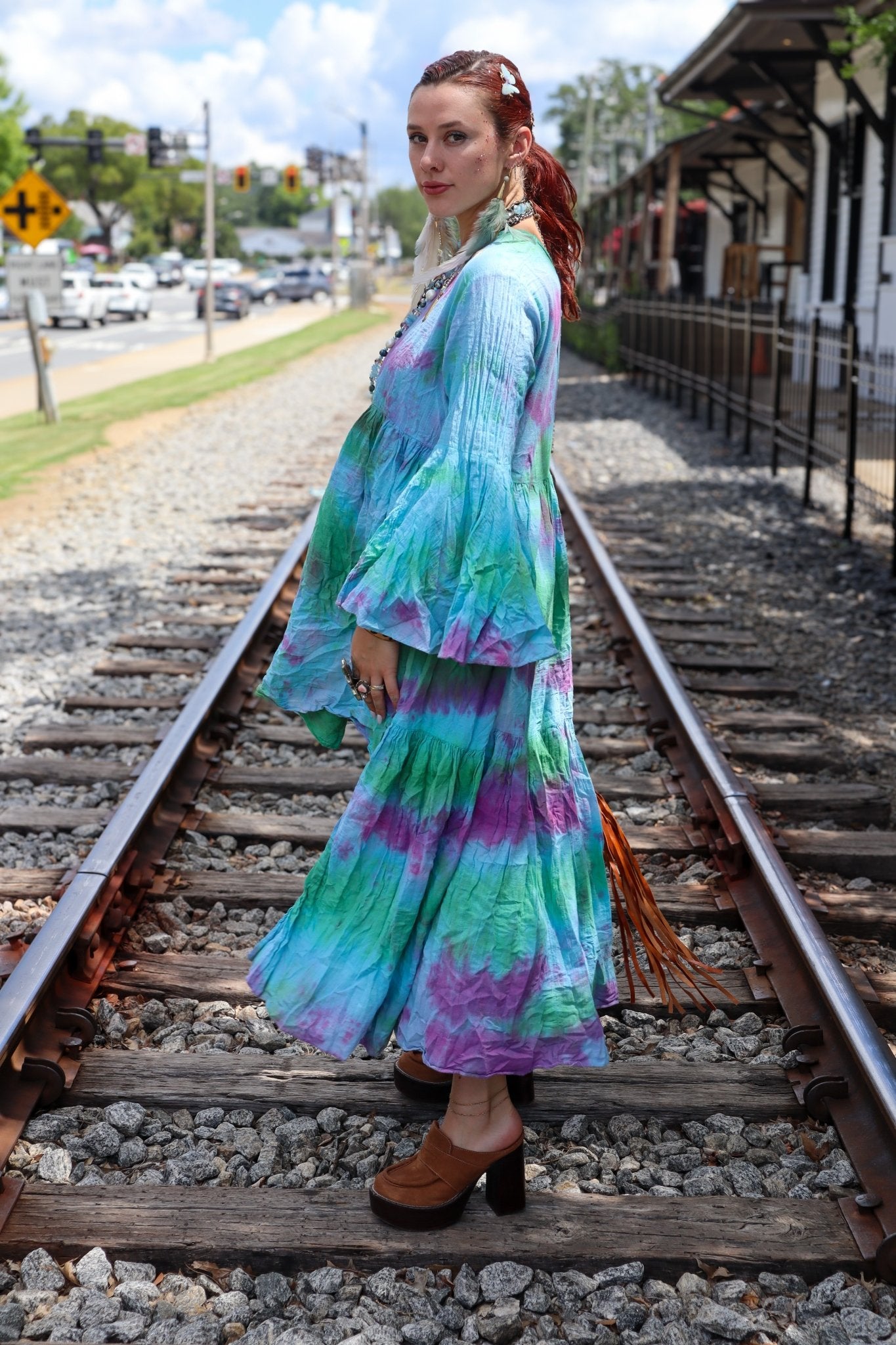 Whimsy Hi Lo Dress w/ Bell Sleeve - ivyandlavyboutique ivyandlavyboutique