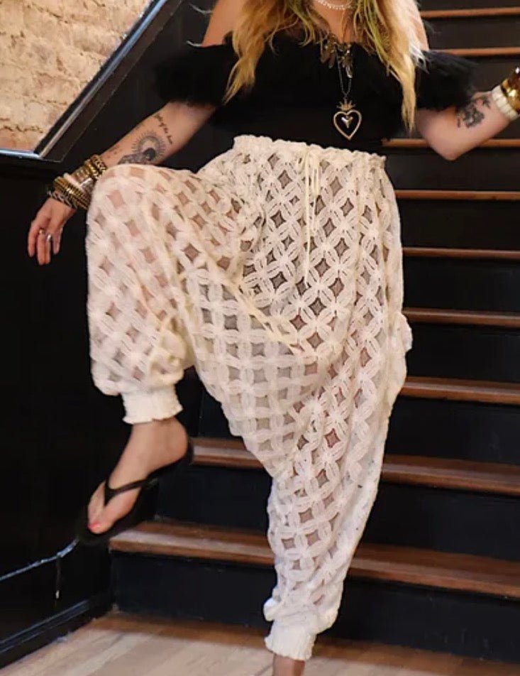 White Crochet Be Still Harems - Kantha Bae - ivyandlavyboutique Kantha Bae