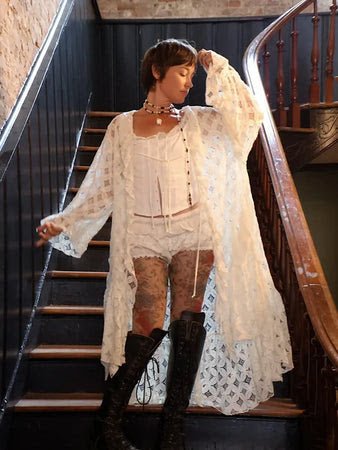 White Crochet Pixie Duster Dress - Kantha Bae - ivyandlavyboutique Kantha Bae