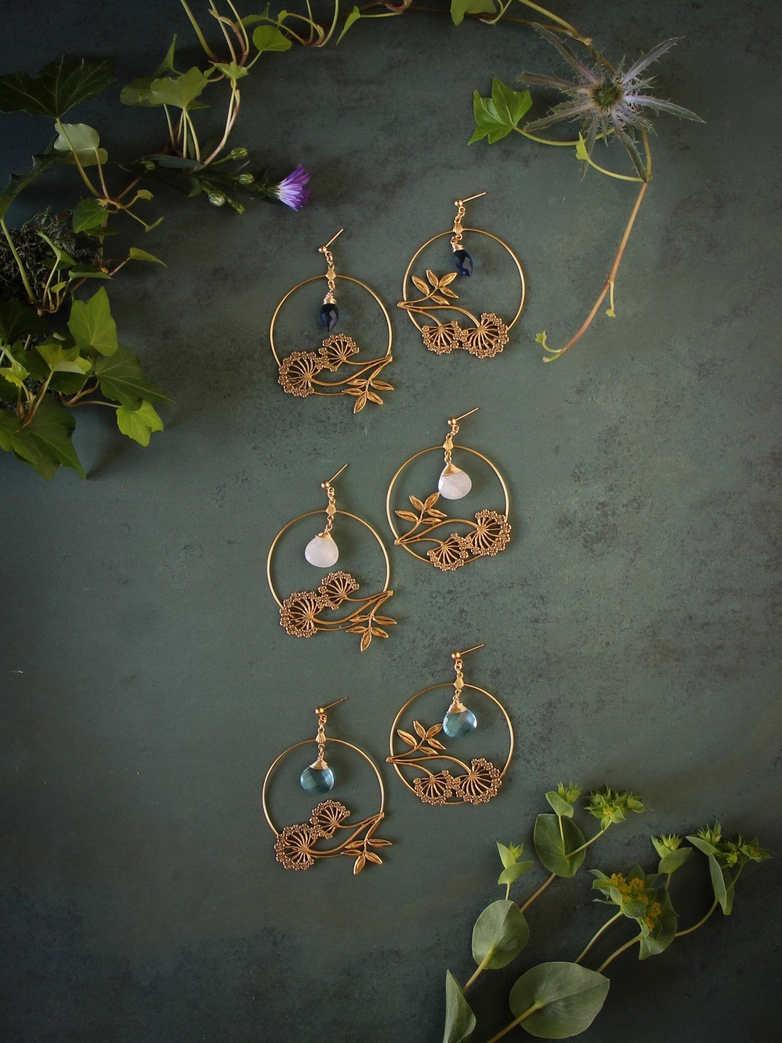 Wild Carrot Hoops: Light Blue Topaz - ivyandlavyboutique Trollbinde