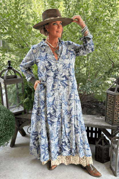 Wild Flower Meadow Duster - Sky Floral - ivyandlavyboutique Jaded Gypsy