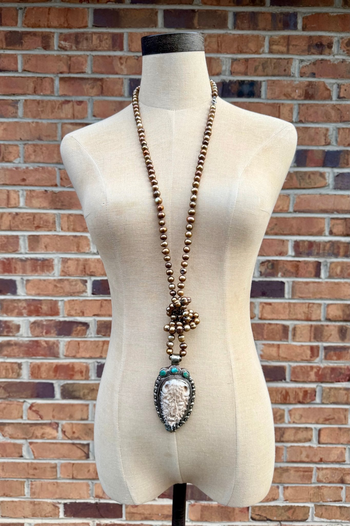 Wild & Loud Long Pearl Buffalo Necklace - ivyandlavyboutique ivyandlavyboutique