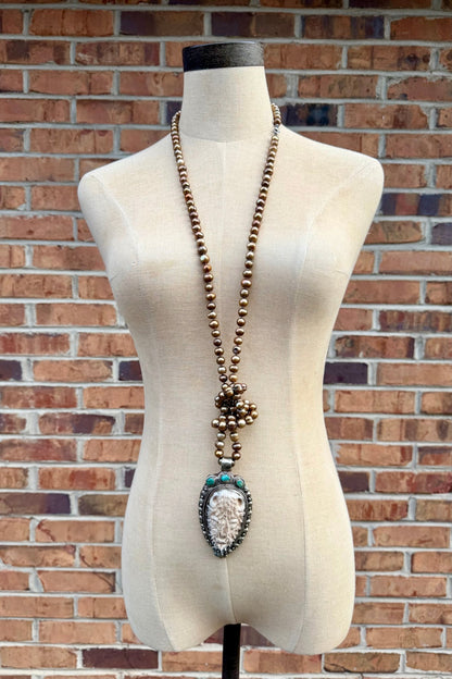 Wild & Loud Long Pearl Buffalo Necklace - ivyandlavyboutique ivyandlavyboutique