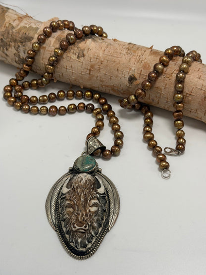 Wild & Loud Long Pearl Lion Necklace - ivyandlavyboutique ivyandlavyboutique