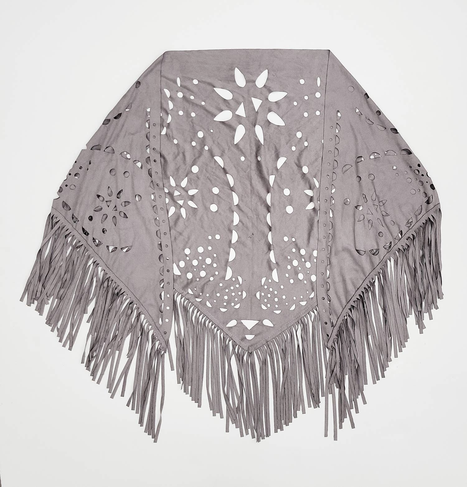 Willa Faux Suede Western Style Triangle Scarf in Ash - ivyandlavyboutique Raj Trading & Imports (USA) Inc.