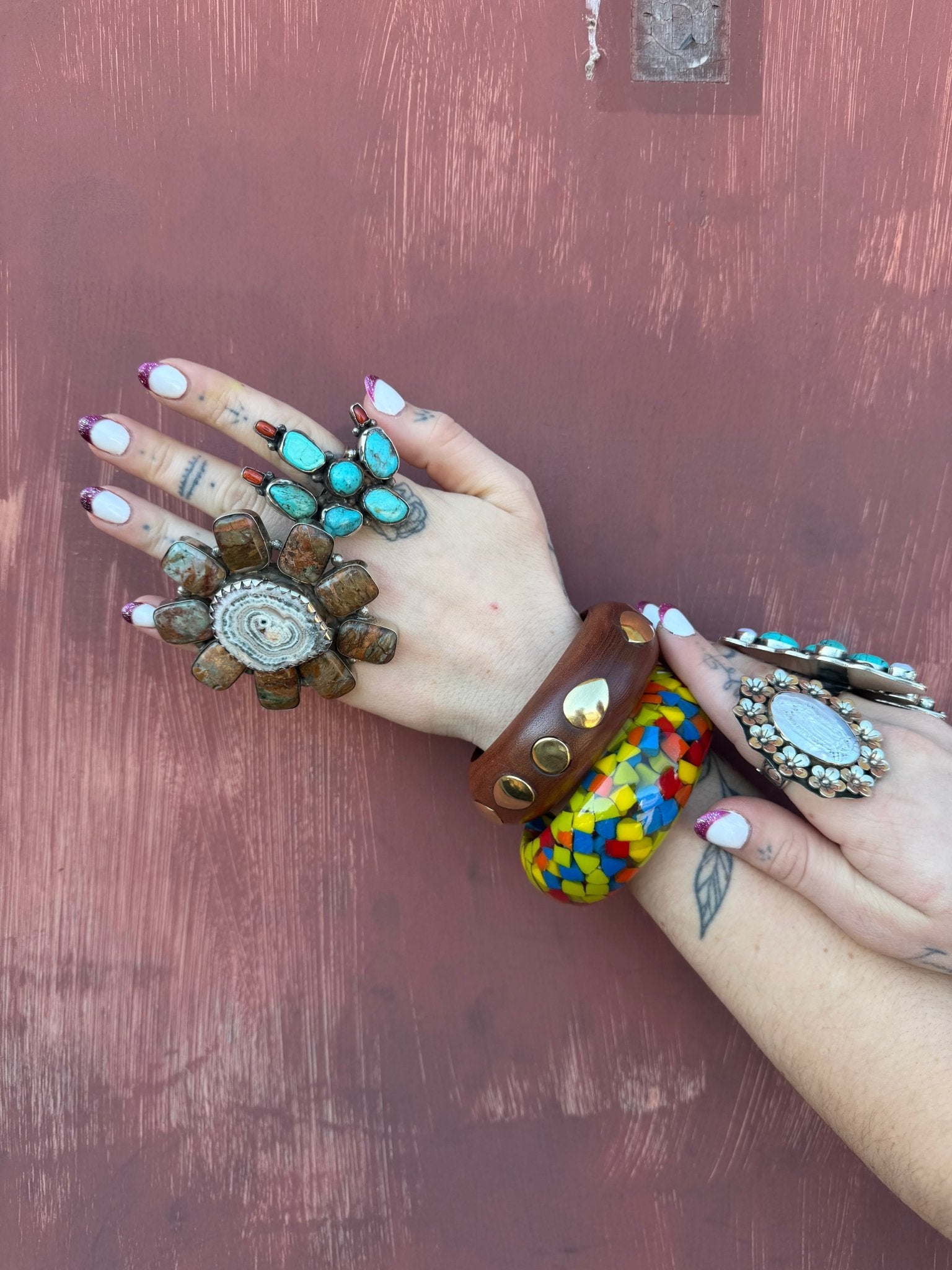 Wooden with gold studs bangle bracelet - ivyandlavyboutique ivyandlavyboutique