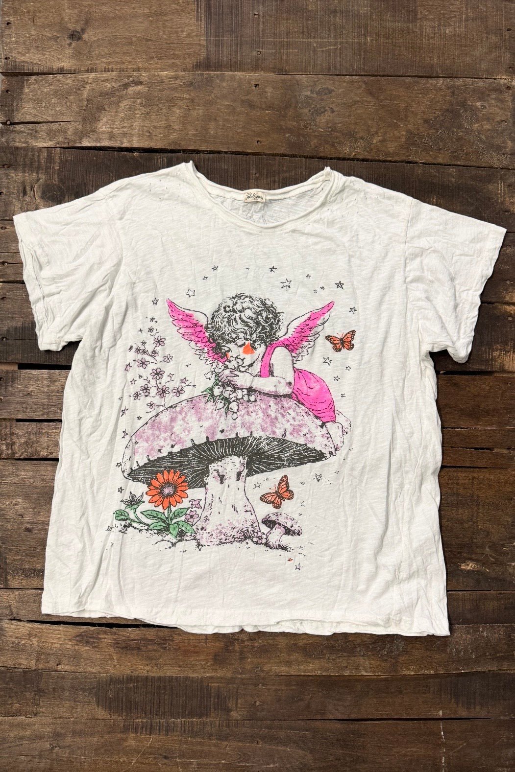 Worn & Weathered Tee - Fairy & Mushroom - ivyandlavyboutique Jaded Gypsy