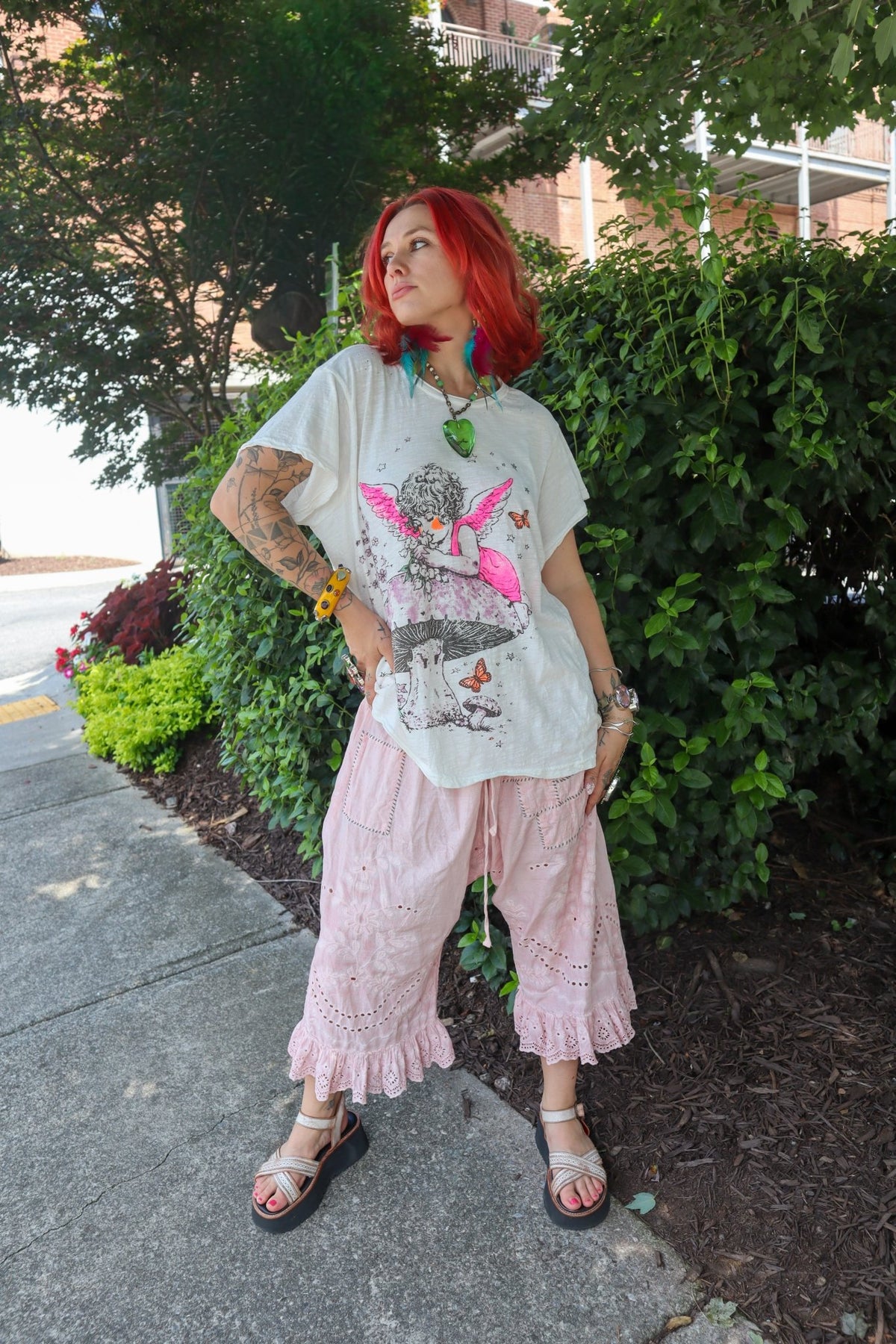 Worn & Weathered Tee - Fairy & Mushroom - ivyandlavyboutique Jaded Gypsy