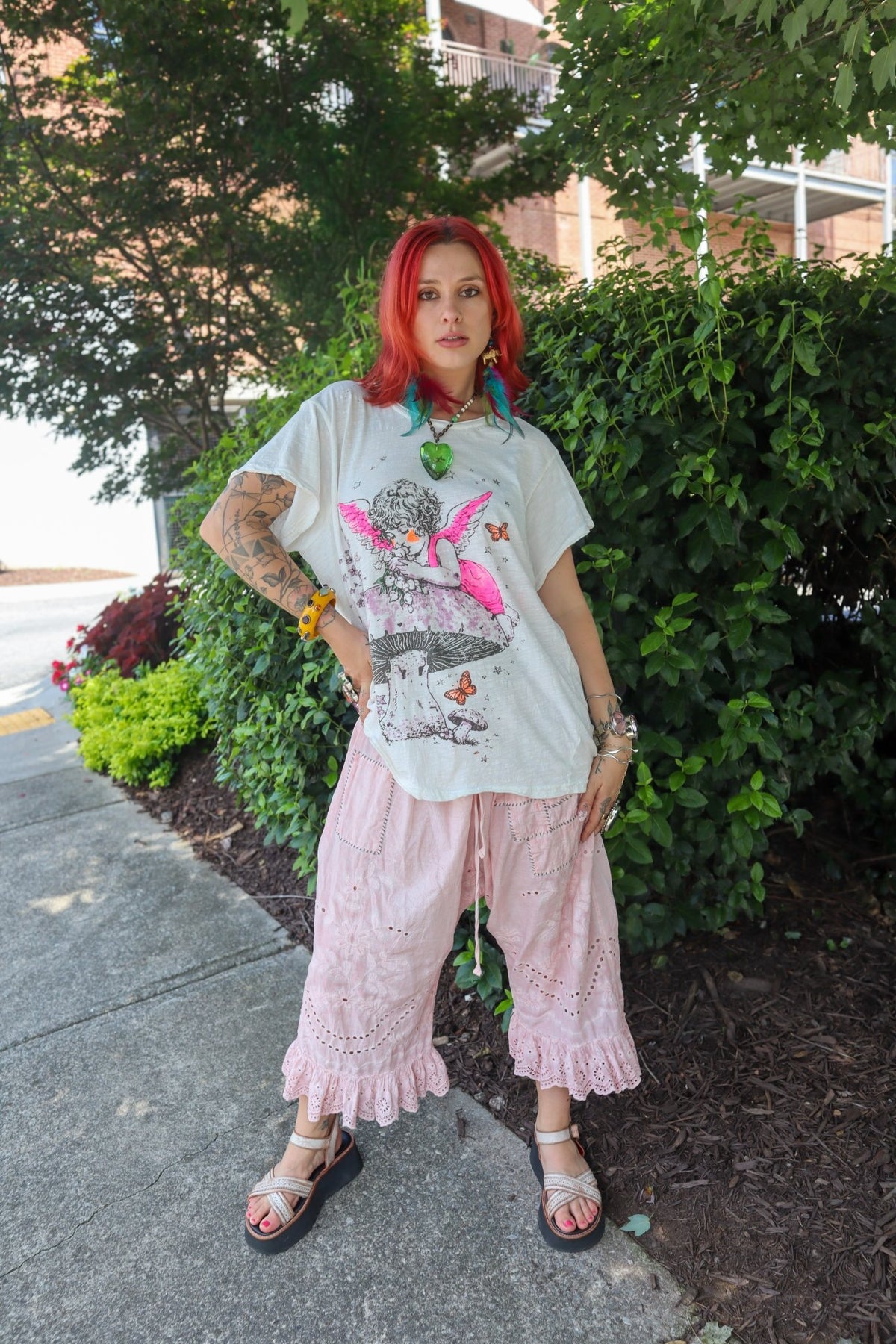Worn & Weathered Tee - Fairy & Mushroom - ivyandlavyboutique Jaded Gypsy