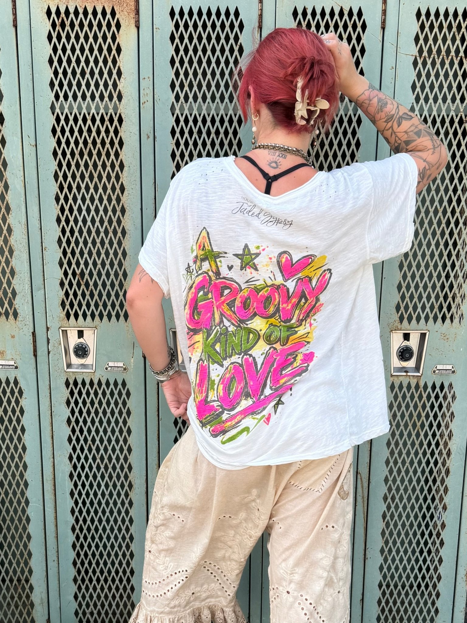 Worn & Weathered Tee - Tiger & Strawberry - ivyandlavyboutique Jaded Gypsy
