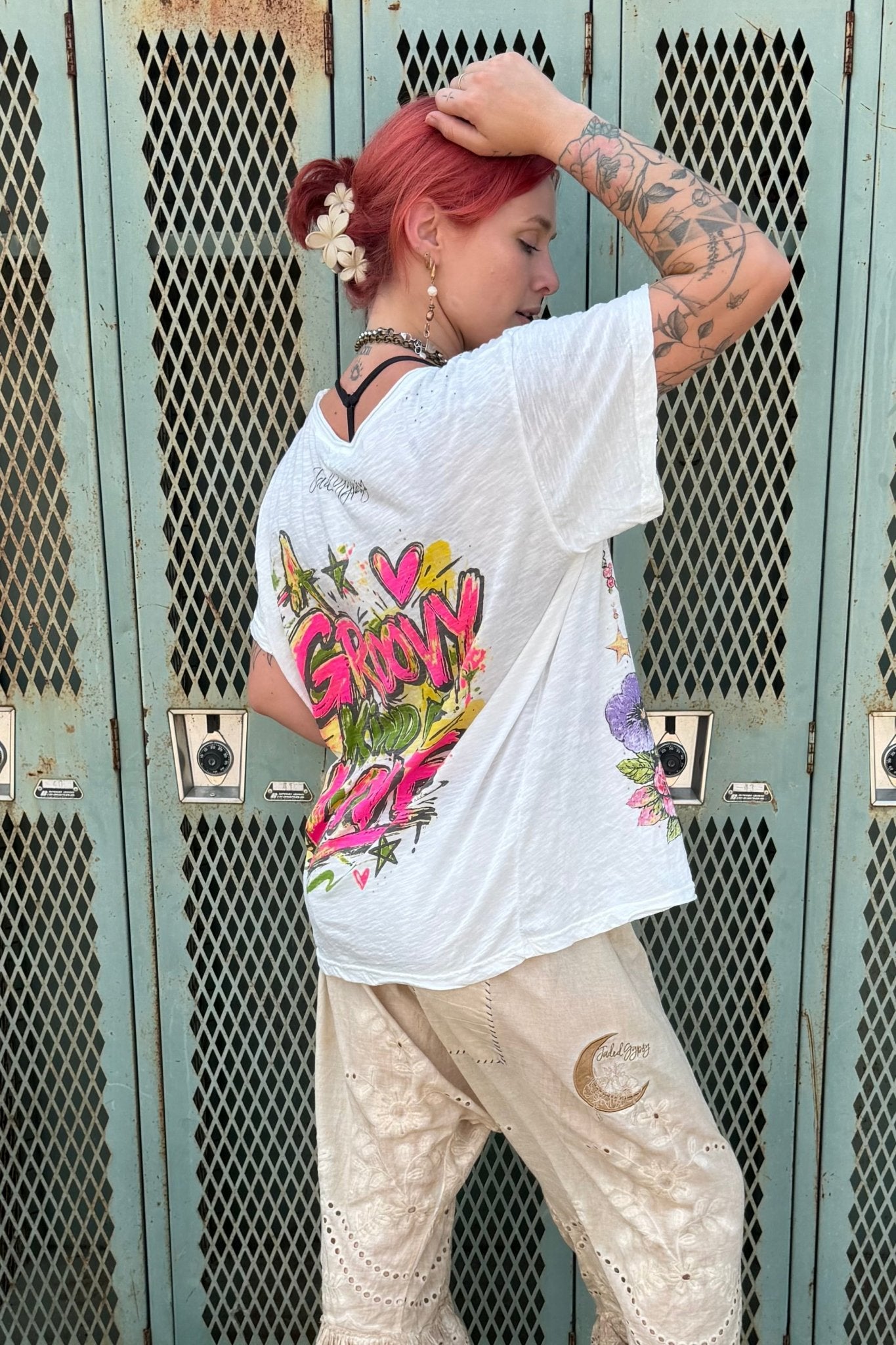 Worn & Weathered Tee - Tiger & Strawberry - ivyandlavyboutique Jaded Gypsy
