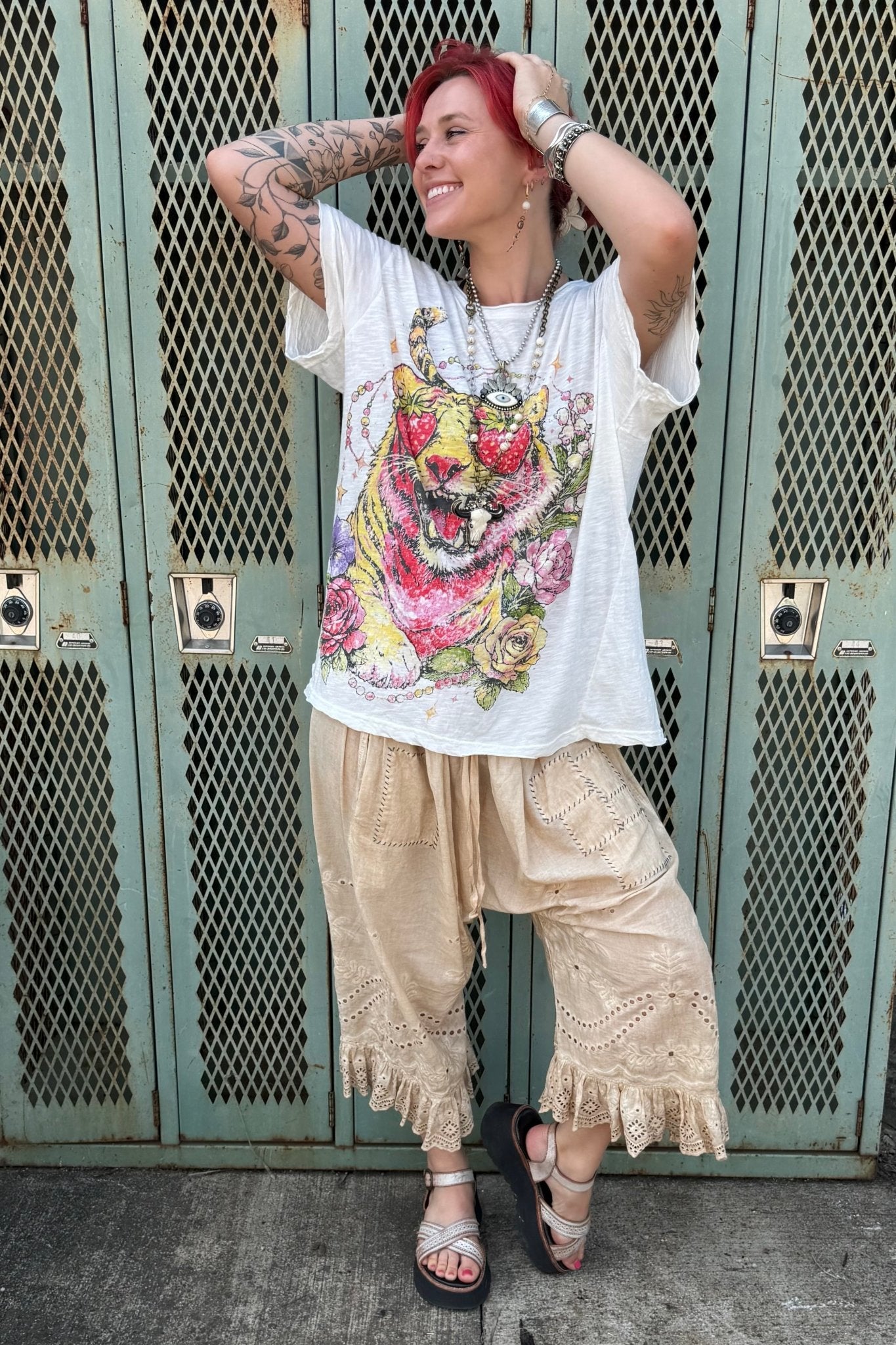 Worn & Weathered Tee - Tiger & Strawberry - ivyandlavyboutique Jaded Gypsy