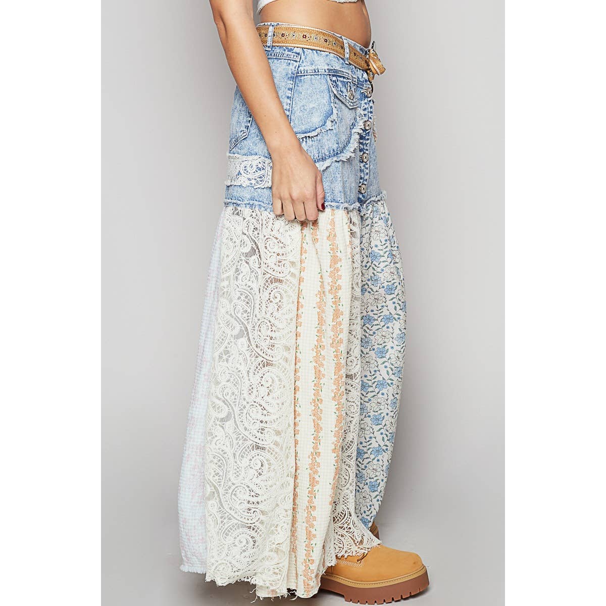Woven floral print mixed skirt - ivyandlavyboutique Pol Clothing