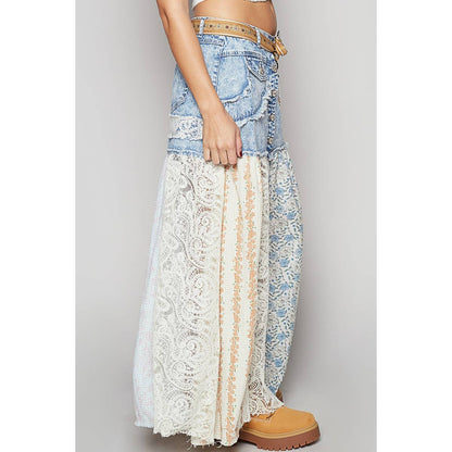 Woven floral print mixed skirt - ivyandlavyboutique Pol Clothing