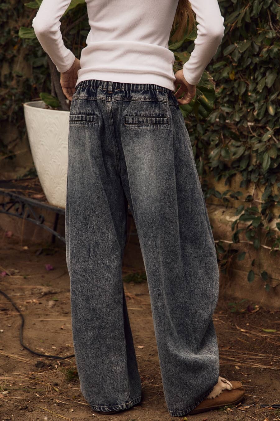 Wrap-layered Barrel Denim Pants - ivyandlavyboutique Oddi