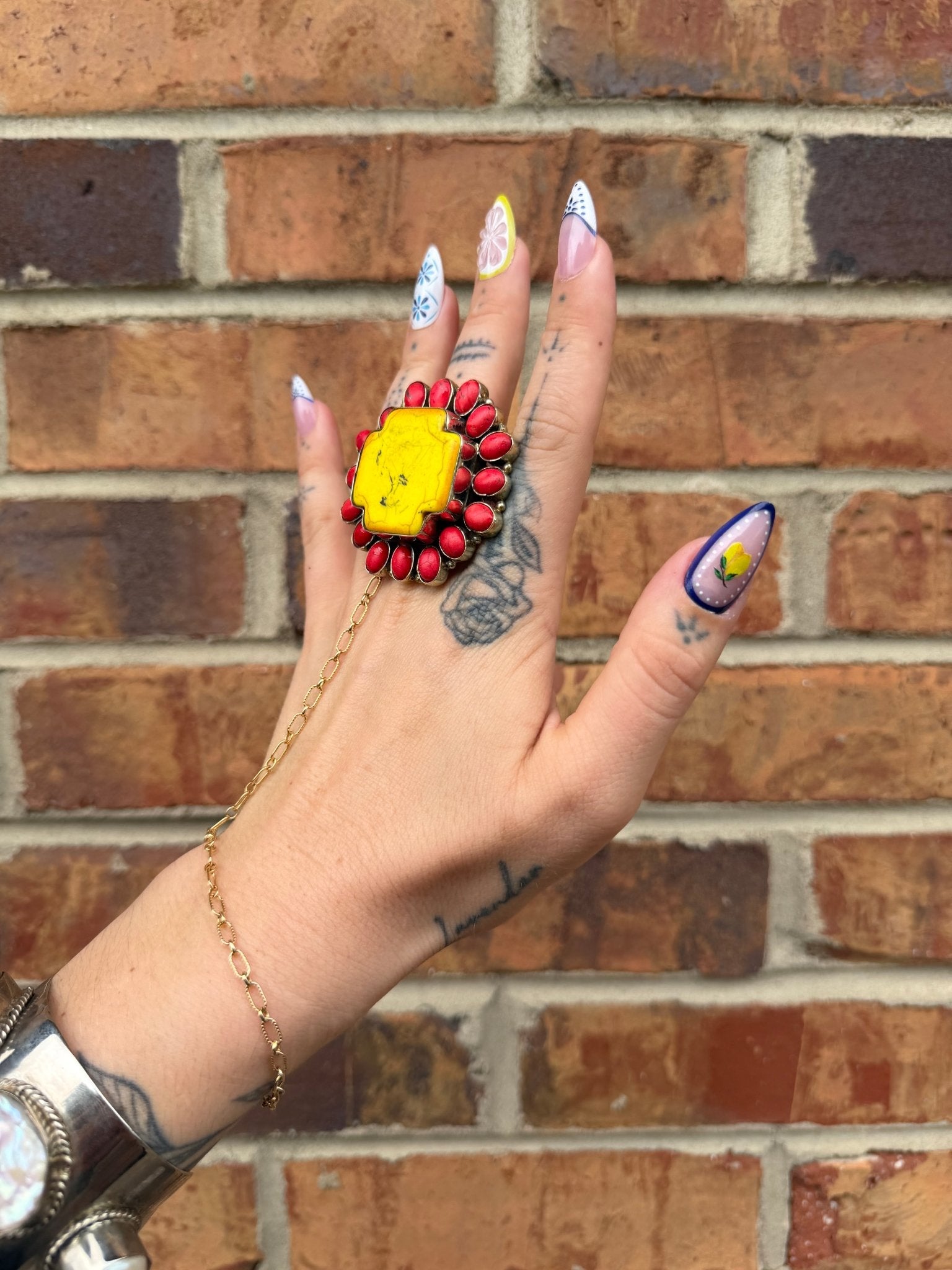 Yellow Cross Statement Ring - ivyandlavyboutique ivyandlavyboutique