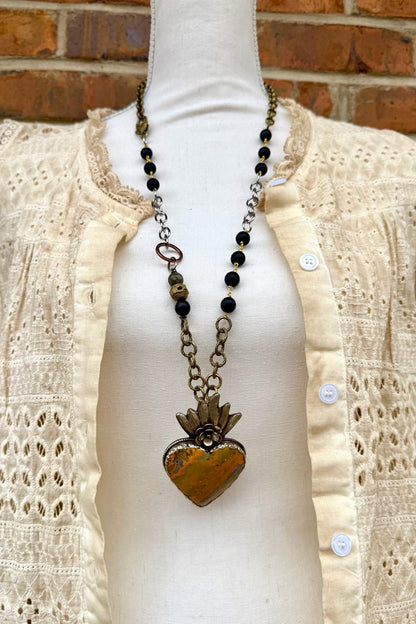 Yellow Heart Statement Handmade Necklace - ivyandlavyboutique ivyandlavyboutique