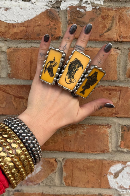 Yellow Vintage Nature Domino Necklace, Cuff, or Ring - ivyandlavyboutique Art by Amy