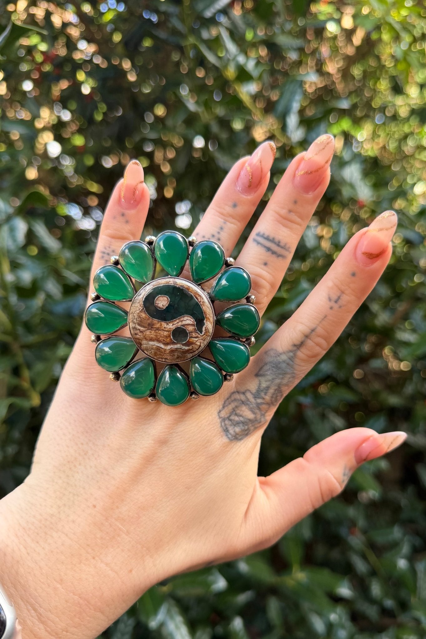 Yin & Yang in Greens Statement Ring - ivyandlavyboutique ivyandlavyboutique