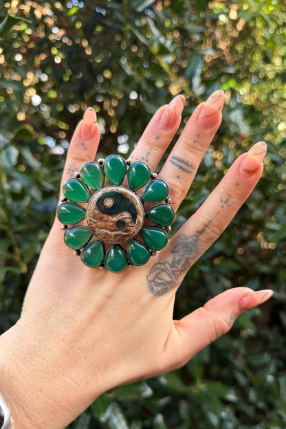 Yin & Yang in Greens Statement Ring - ivyandlavyboutique ivyandlavyboutique