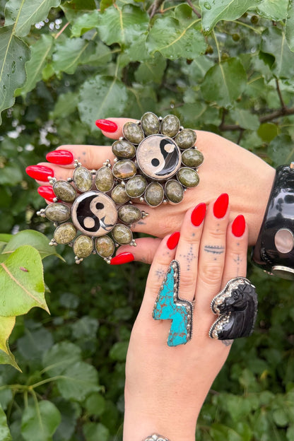Yin & Yang in Greens Statement Ring - ivyandlavyboutique ivyandlavyboutique