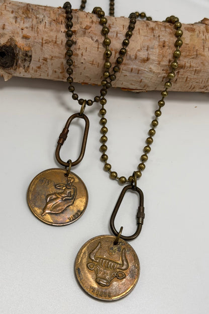 Zodiac Bronze Vintage Necklace - ivyandlavyboutique ivyandlavyboutique